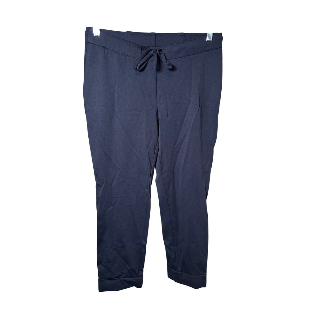 J.Jill Tapered Ankle Pants Womens Small Petite Navy Blue Drawstring Cuffed Ponte